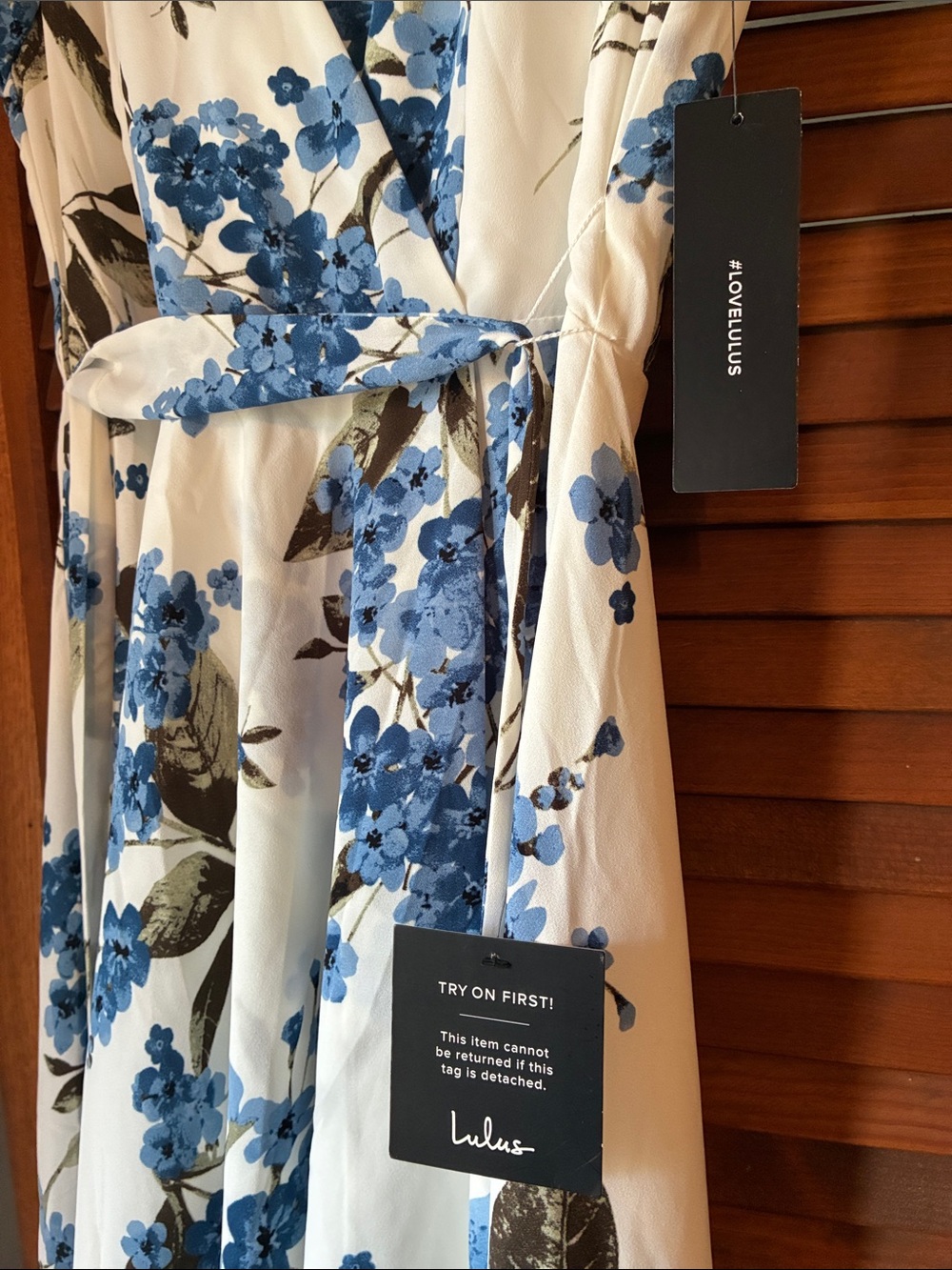 Lulus French Countryside White Floral Print High-low Dress Blue - Size S - Picture 4 of 7